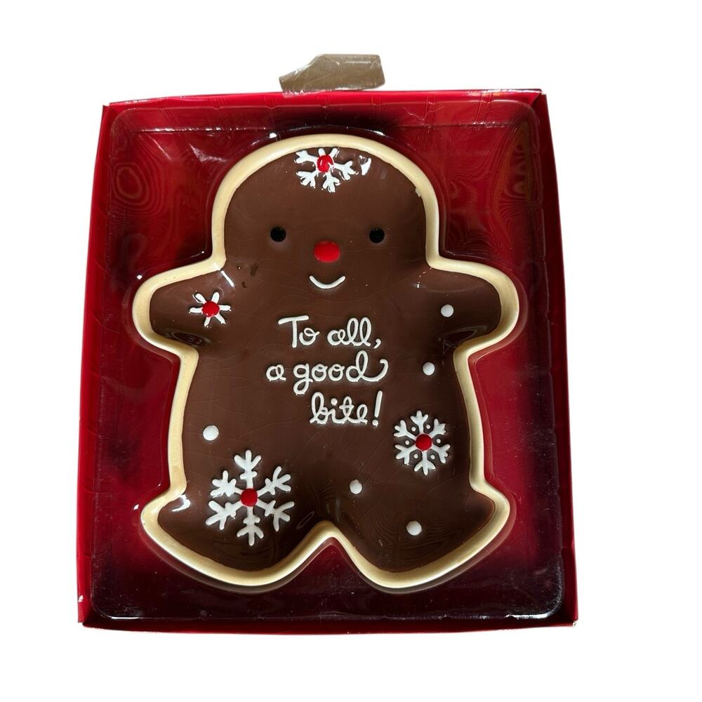 Vtg Hallmark Christmas Gingerbread Man Cookie Dish Plate To All a Good Bite 90s